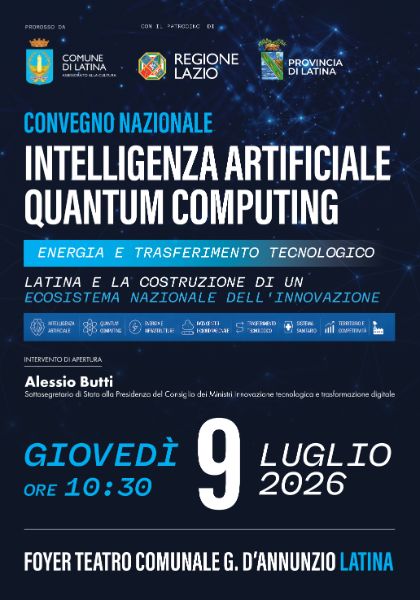 Latina al centro dell’innovazione nazionale, giovedì 9 luglio il convegno su Intelligenza artificiale