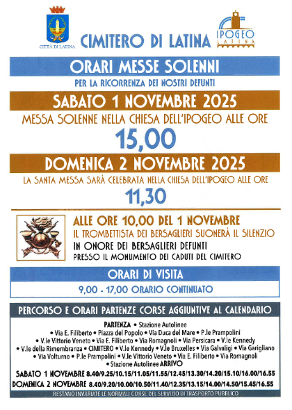  Giorno di tutti i Santi e del Giorno della Commemorazione dei Defunti: tutte le info