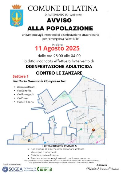 Disinfestazione 11 agosto 2025